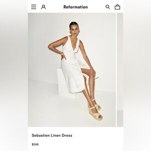 Reformation Sebastien Linen Dress -White Midi Dress